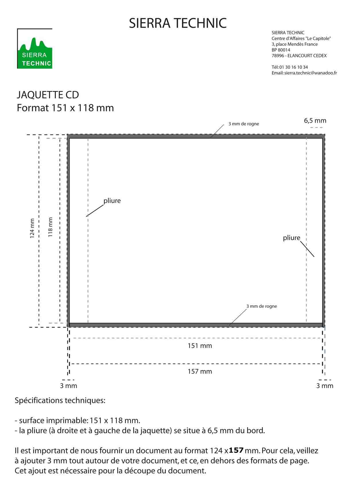 Jaquette CD format 124 x 157 mm