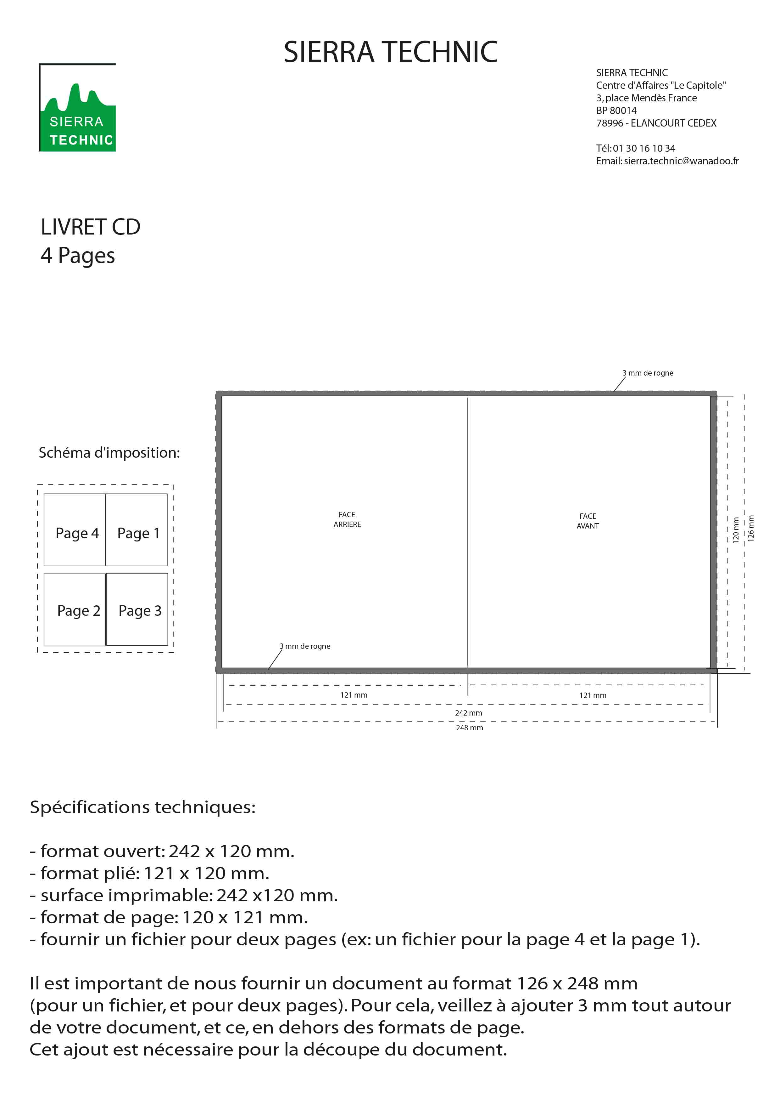 Livret CD 4 pagesformat 126x248mm